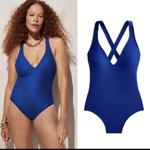 NWT J Crew Blue High Support Swimsuit One Piece 12